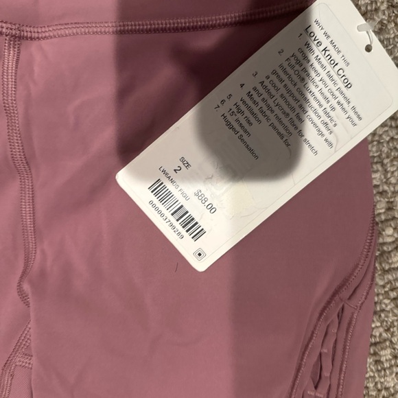 NWT Lululemon Love Knot Crop *15" Figue Pink Size 2 Hot Yoga Pantss - Picture 8 of 8